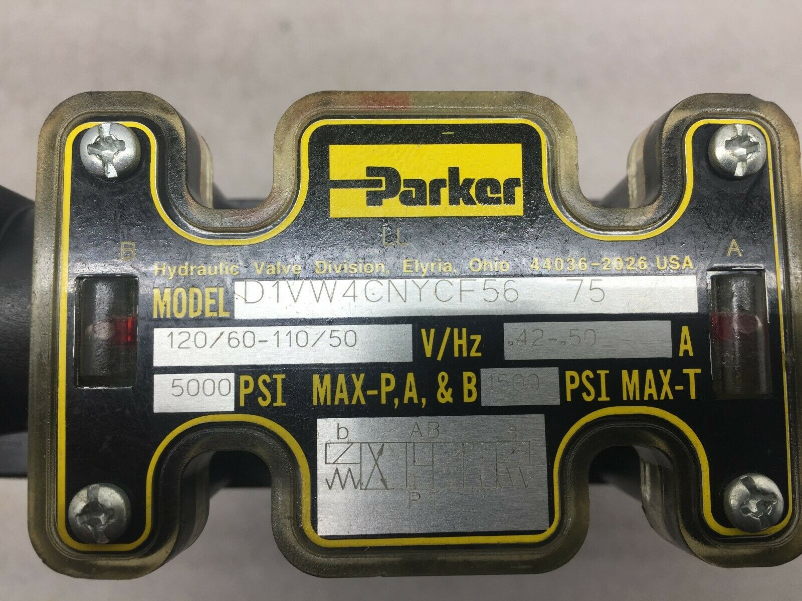 NEW NO BOX PARKER 120VAC HYDRAULIC SOLENOID VALVE ASSY D31VW4C4NYCF56 75