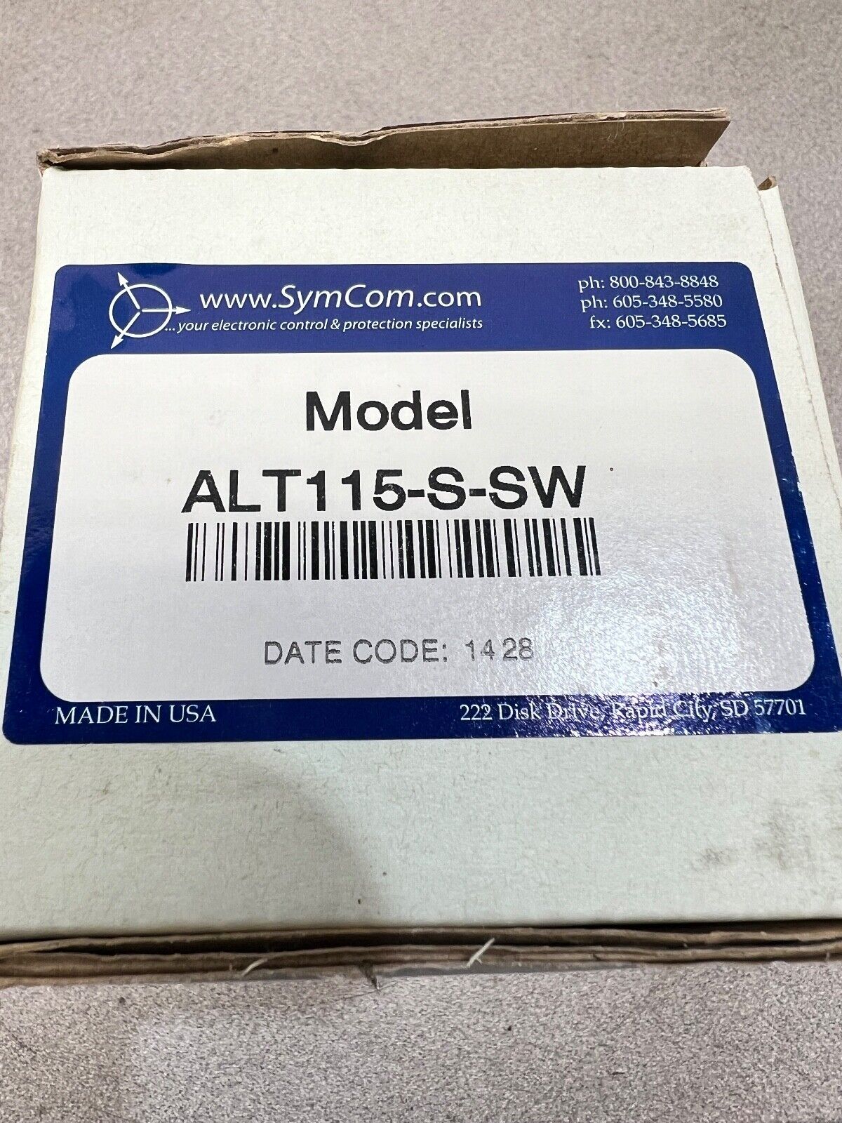 NEW IN BOX SYMCOM RELAY ALT-115-S-SW
