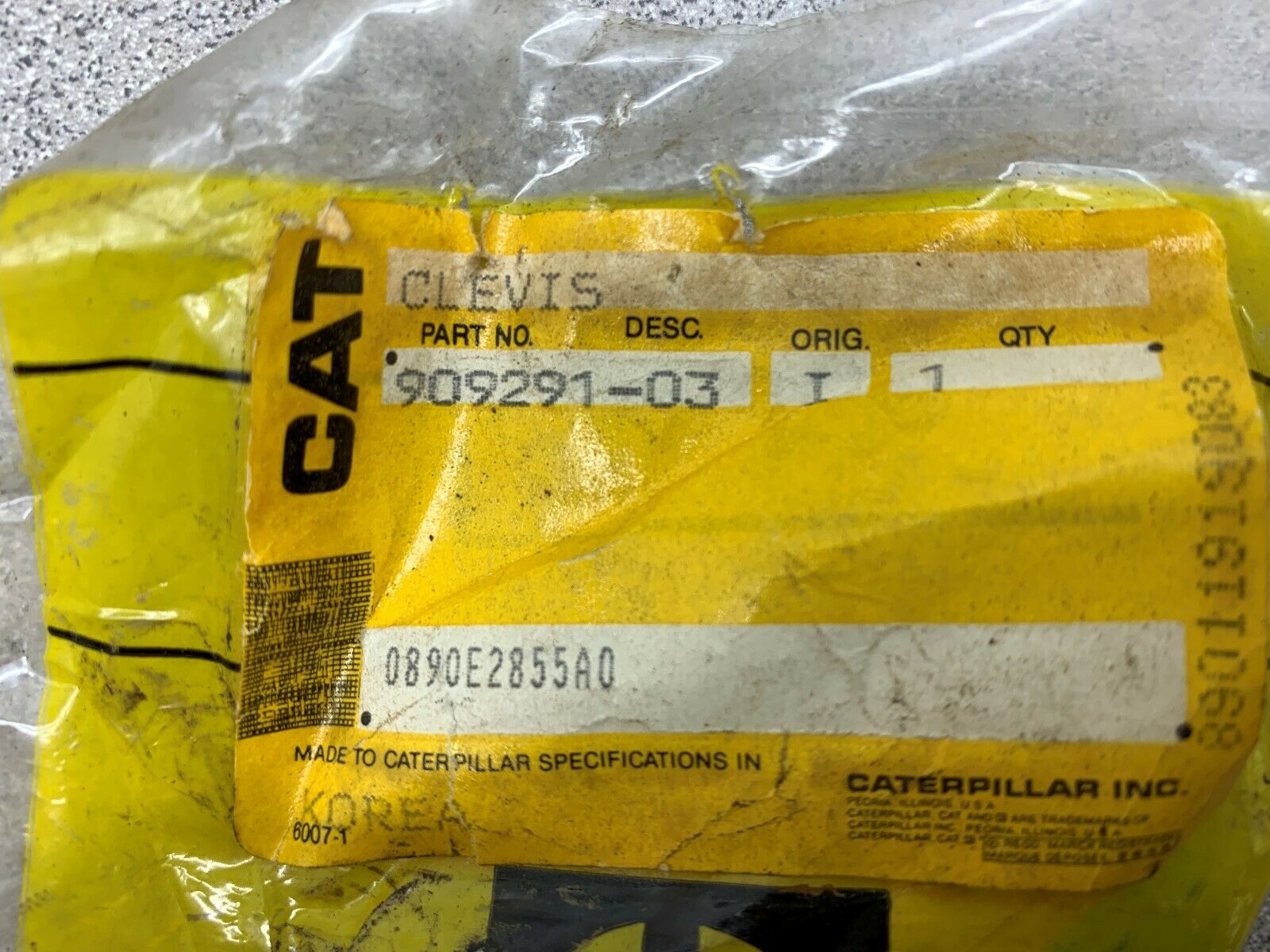 NEW NO BOX CATERPILLAR CLEVIS 909291-03