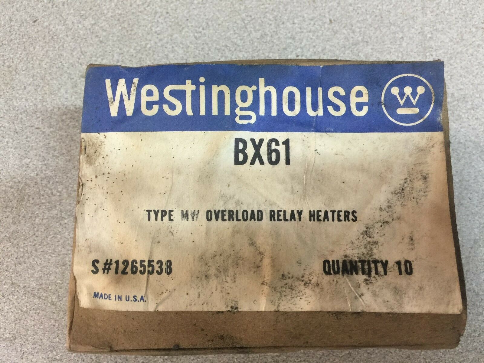NEW IN BOX OF 10 WESTINGHOUSE TYPE MW OVERLOAD RELAY HEATERS BX61