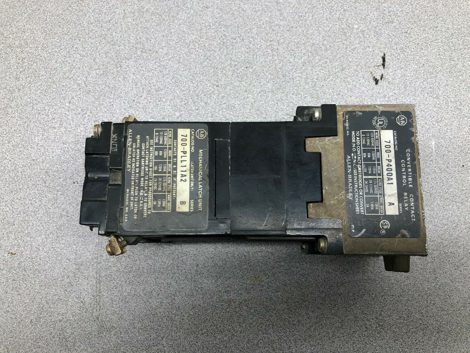 USED ALLEN BRADLEY 240 VAC LATCHING RELAY 700-PLL11A2 / 700-P400A1