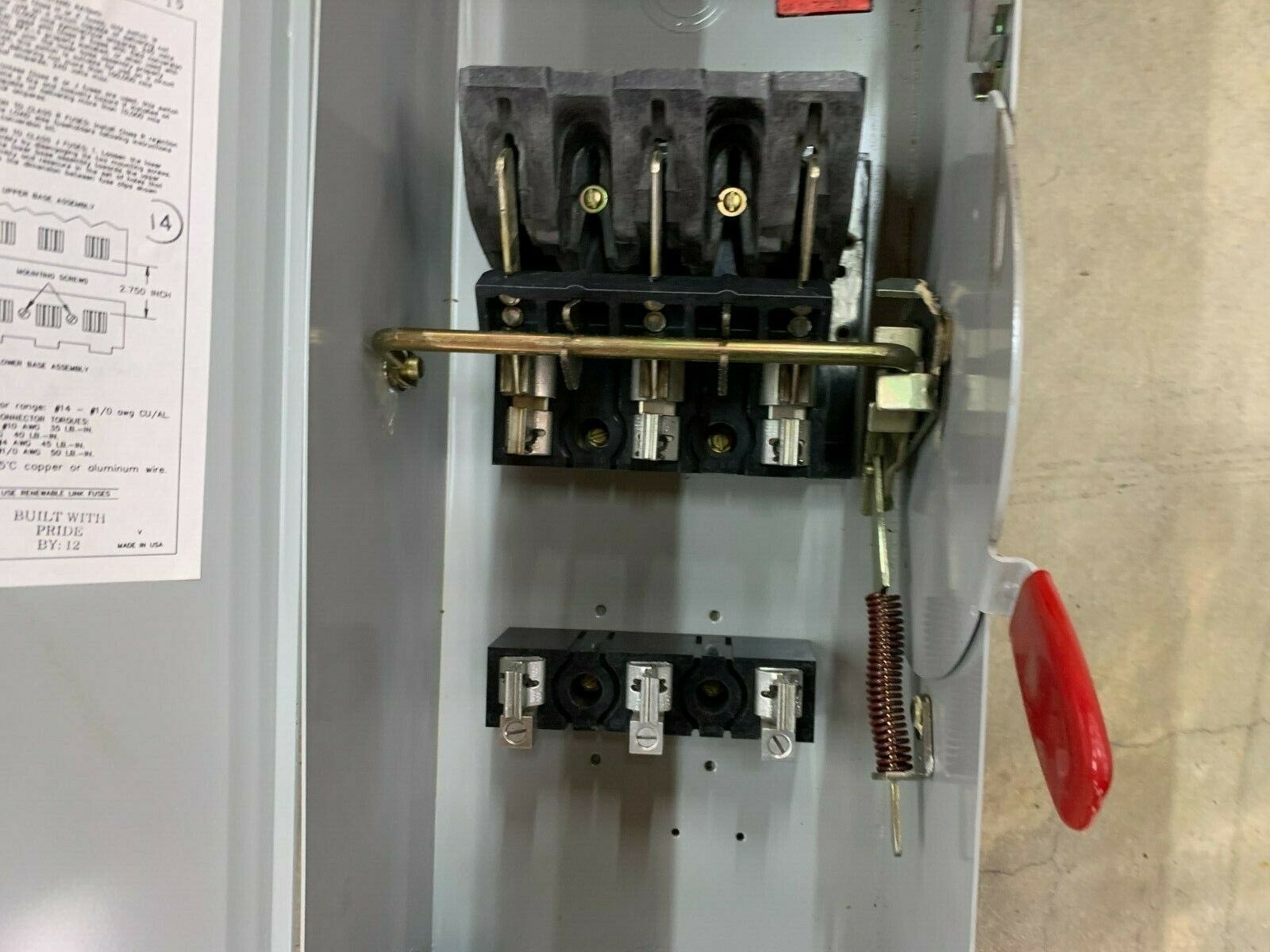 NEW INBOX WESTINGHOUSE 100AMP 240VOLT HEAVY DUTY SAFETY SWITCH HFN323