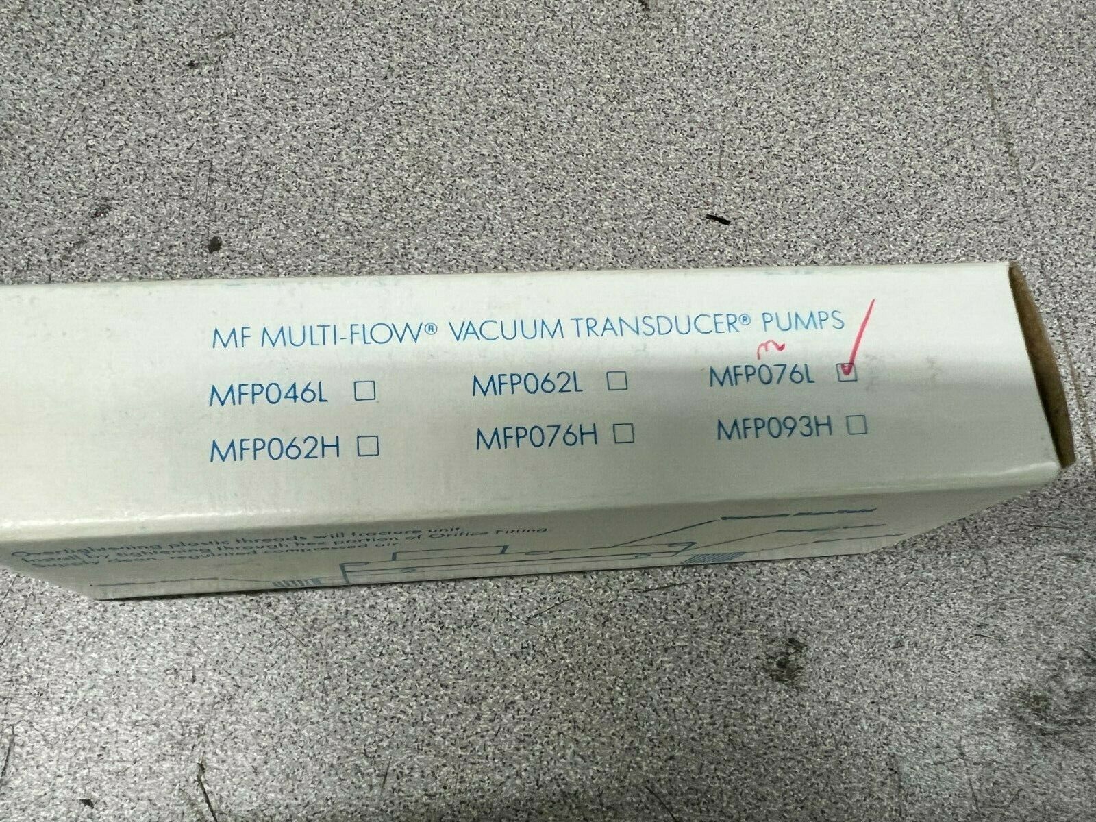 NEW IN BOX AIR-VAC VACUMM TRANSDUCER PUMP MFP076L