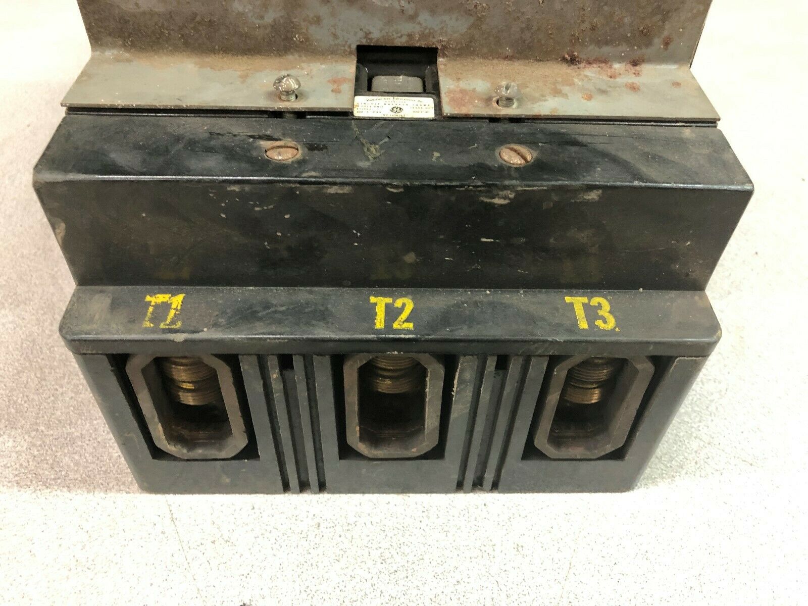 USED GE 350 AMP 3 POLE 600 VAC BREAKER WITH TKMR1 HANDLE TKM436F000 / TKMR1