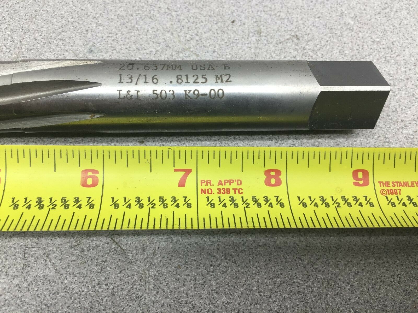 NEW NO BOX L&I 13/16 .8125 M2 20.637MM HAND REAMER 503 K9-00