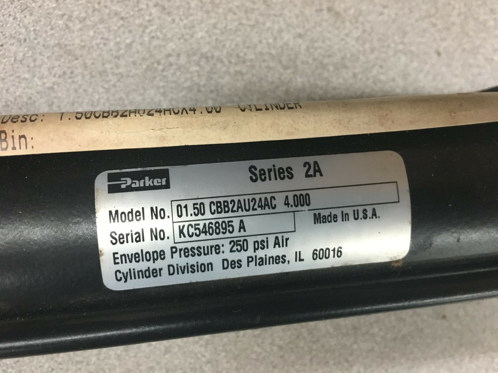 NEW NO BOX PARKER CYLINDER 01.50 CBB2AU24AC 4.000