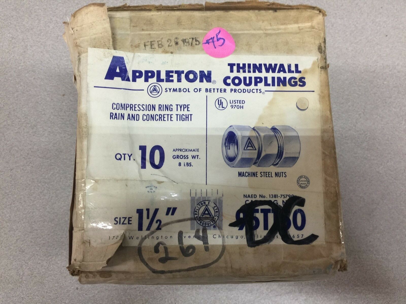 NEW IN BOX OF 10 APPLETON THINWALL 1-1/2 COUPLINGS 95T150