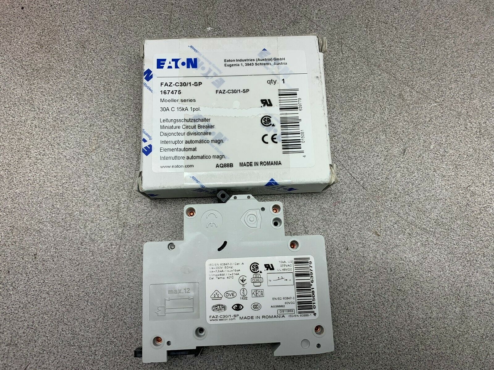 NEW IN BOX EATON BREAKER FAZ-30/1-SP