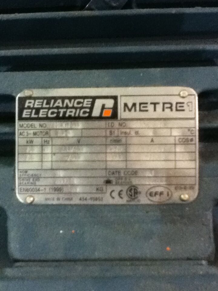 NEW RELIANCE 7.5 HP MOTOR 2875/3500 RPM ML3G7463 METRE 1