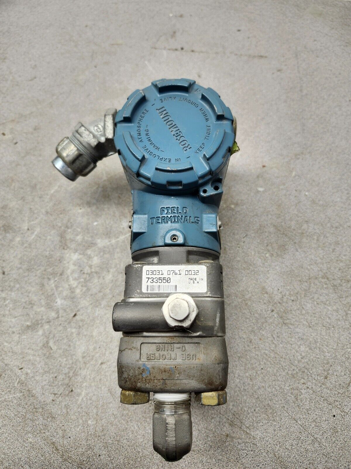 USED Rosemount Pressure Transmitter 275 Psi 03031-0060-0003 Rev. F