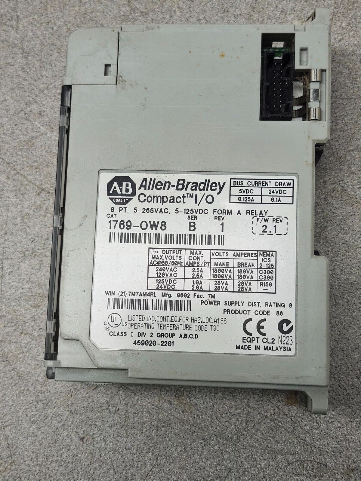 USED ALLEN-BRADLEY COMPACT I/O OUTPUT MODULE 1769-OW8 SERIES B