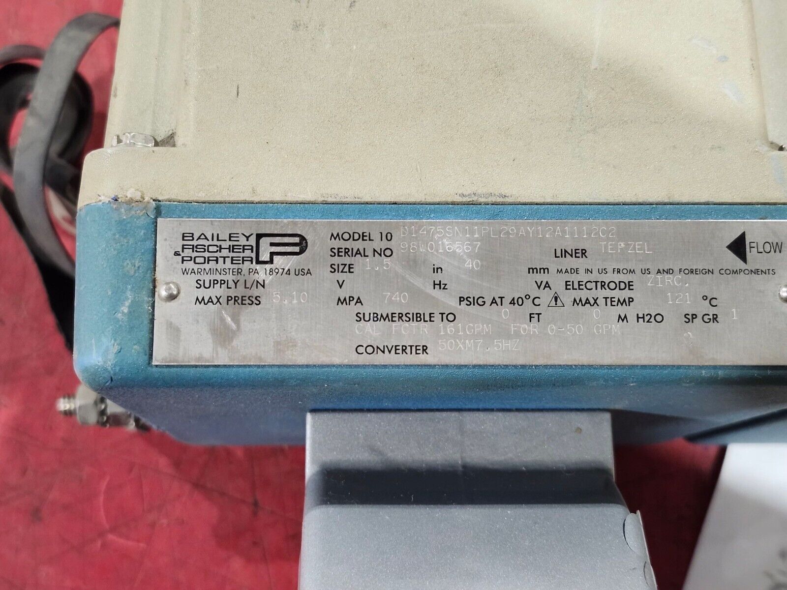 PREOWNED FISCHER & PORTER FLOWMETER D1475SN11PL29AY12A1112C2