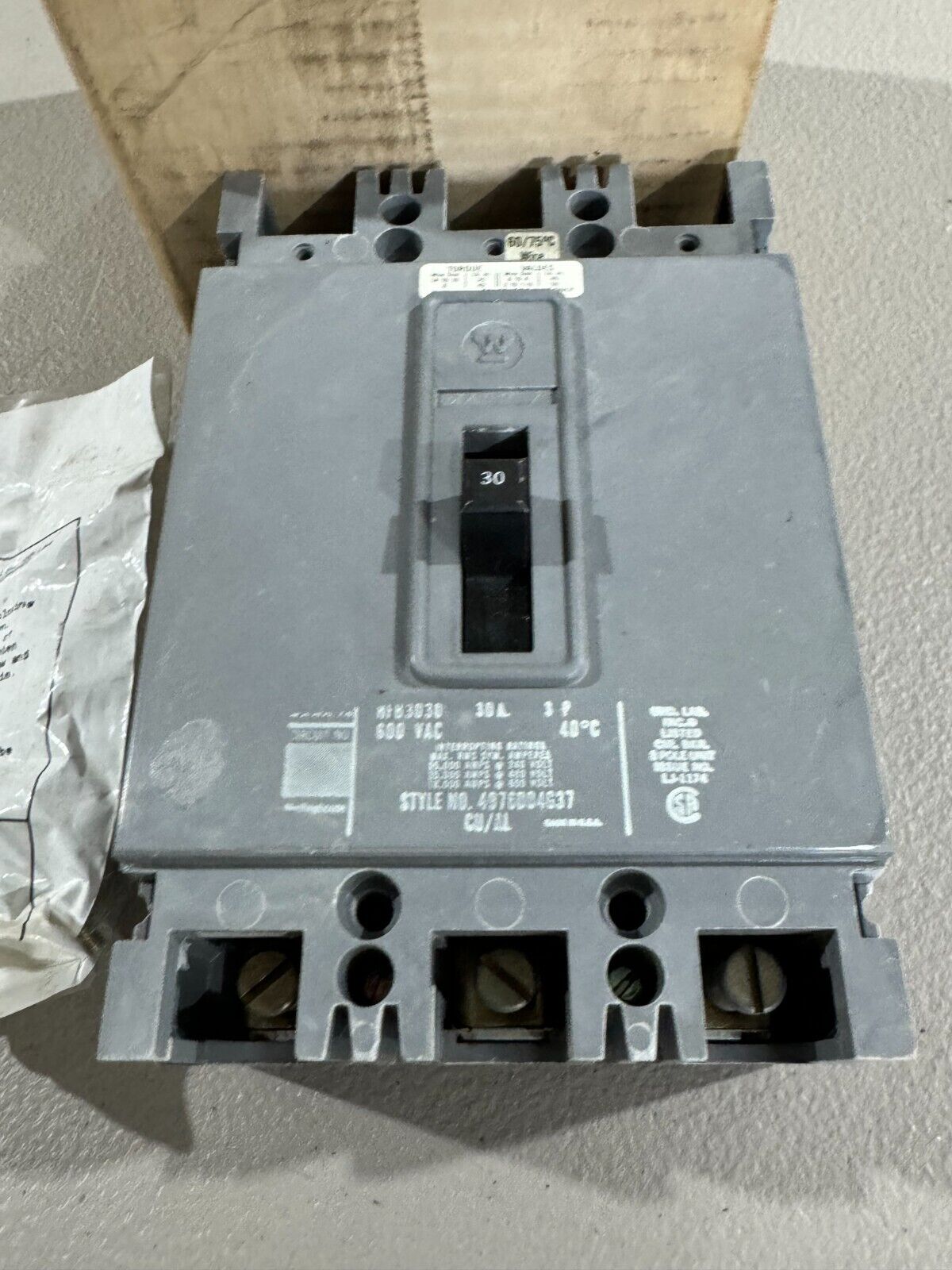 NEW IN BOX WESTINGHOUSE 3 POLE 30AMP HFB CIRCUIT BREAKER HFB3030