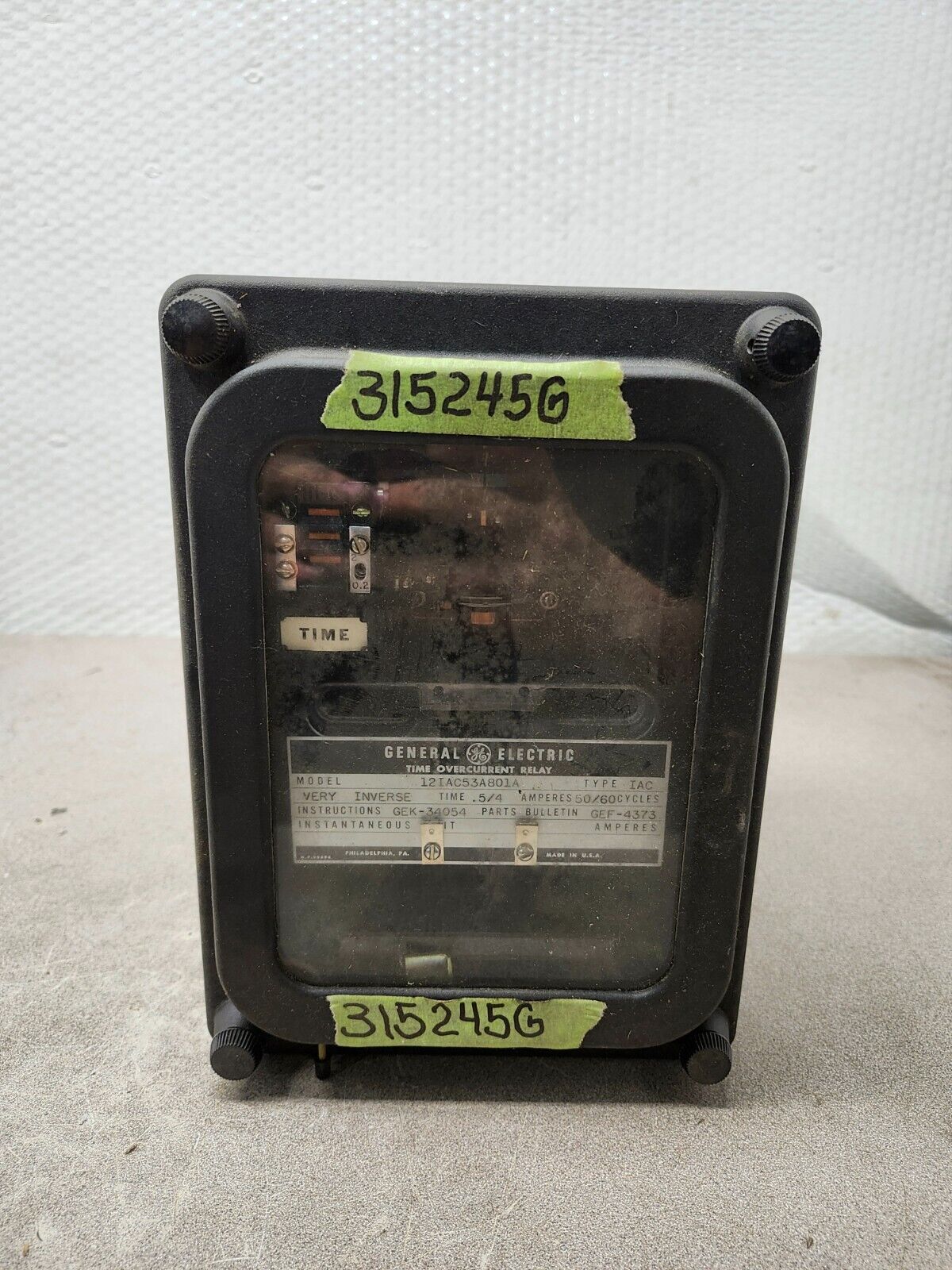 USED GENERAL ELECTRIC Time Overcurrent Relay Very Inverse 0.5-4 Amp 12TAC53A801A