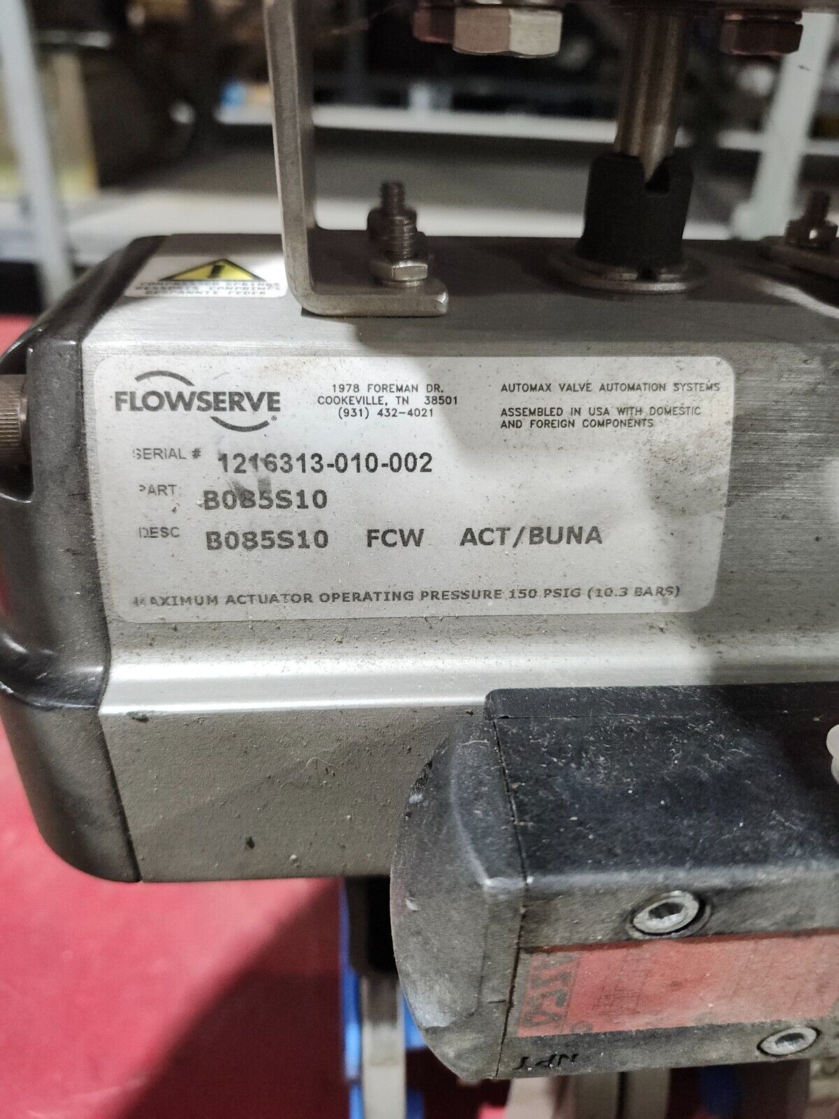 NEW FLOWSERVE ACTUATOR B085S10 W/ AUTOMAX VALVE XNPN2U2PE-28-0020, T6-T2 1''