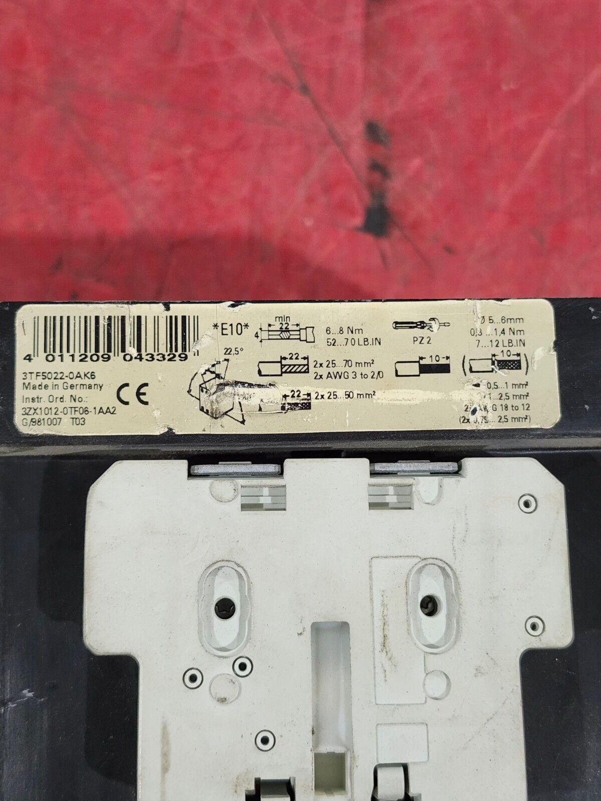 PREOWNED SIEMENS CONTACTOR 3TF5022-0AK6