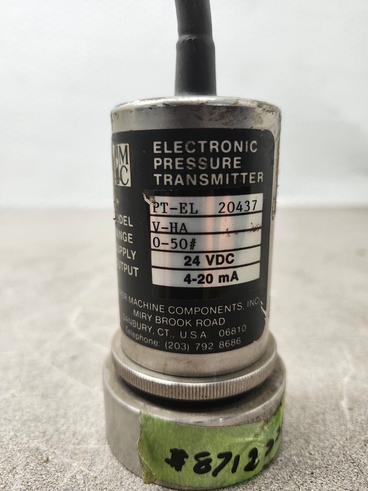 USED PMC ELECTRONIC PRESSURE TRANSMITTER PT-EL 20437 V-HA 0-50#