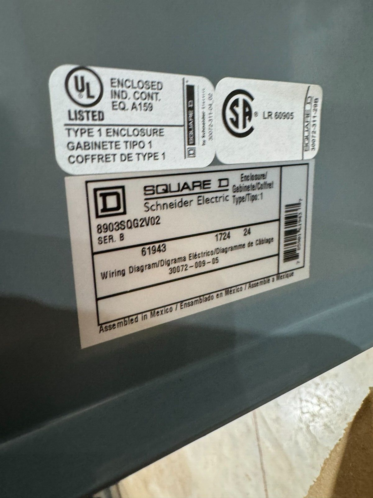 NEW IN BOX SQUARE D 100AMP ENCLOSED LIGHTING CONTACTOR 110/120V COIL 8903SQG2V02