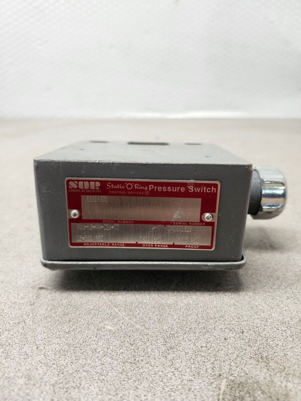 USED NO BOX Sor Pressure Switch 12-100psi 6NN-K3-M4-C2A-TT