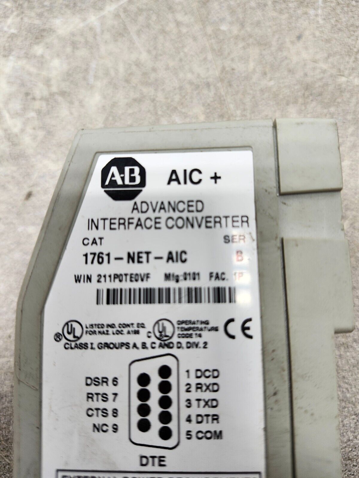 USED ALLEN BRADLEY INTERFACE CONVERTER 1761-NET-AIC