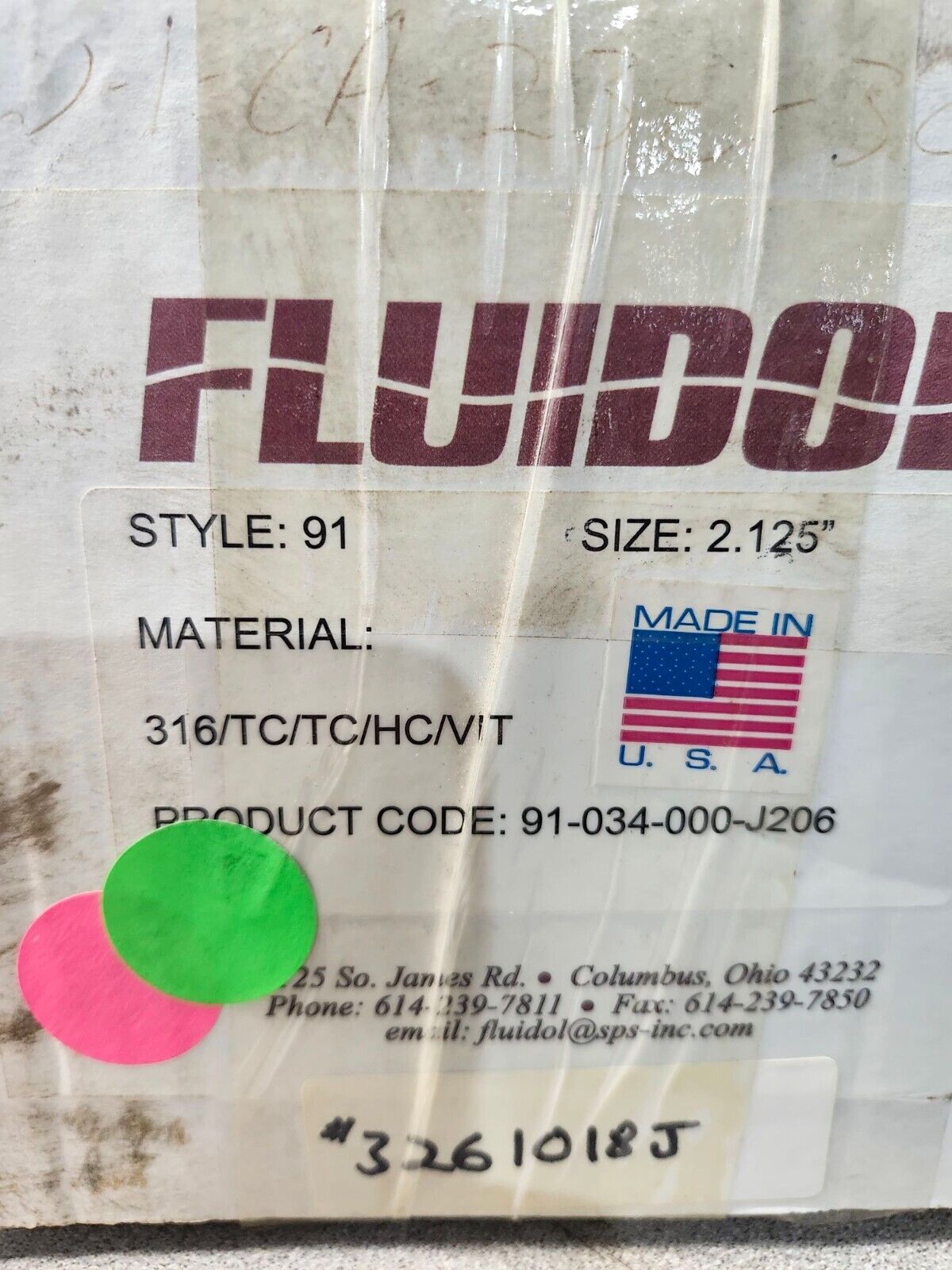 NEW IN BOX FLUIDOL CARTRIDGE SEAL 91-034-000-J206