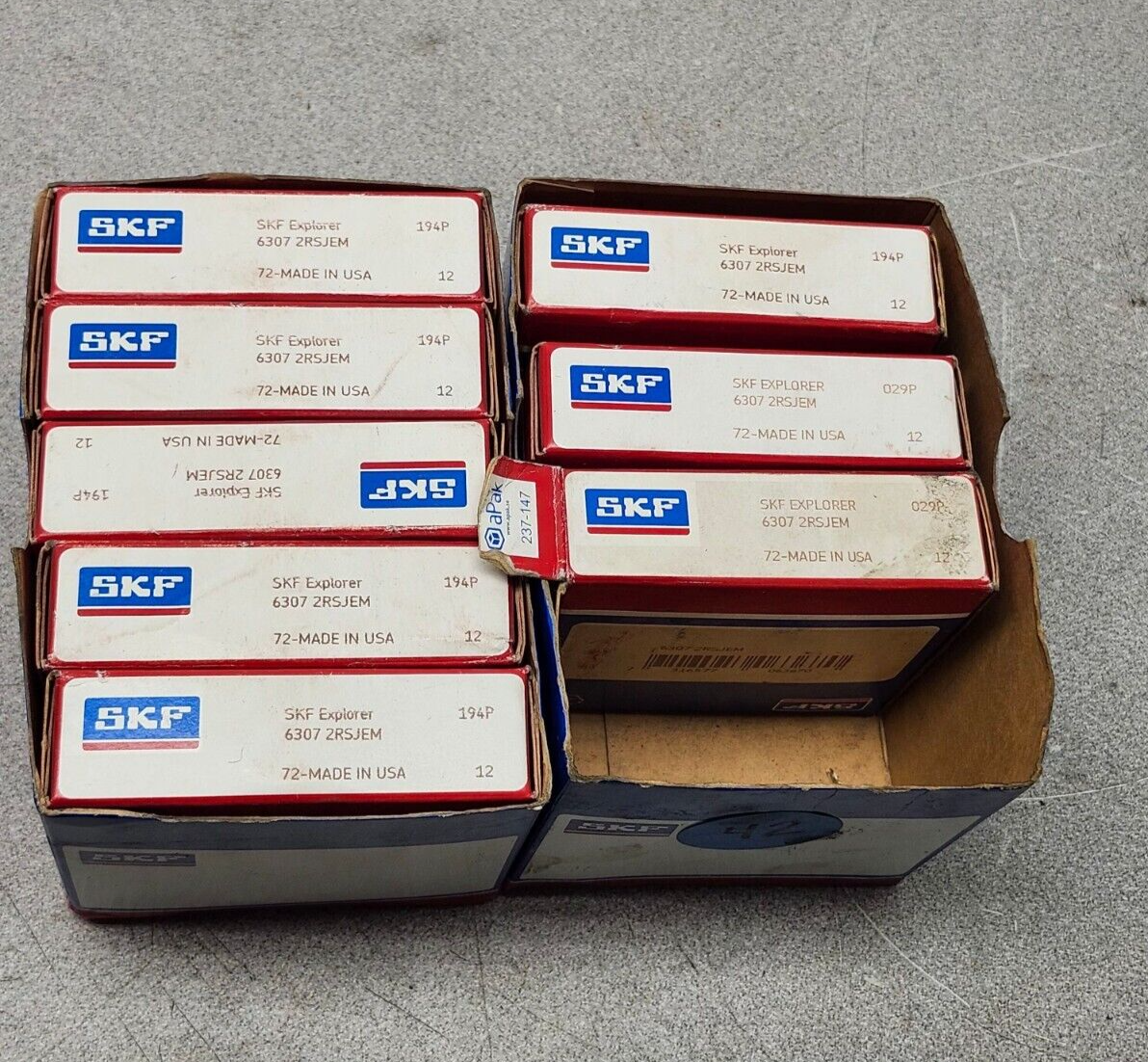 NEW LOT OF 8 SKF EXPLORER ROLLER BEARINGS 6307 2RSJEM