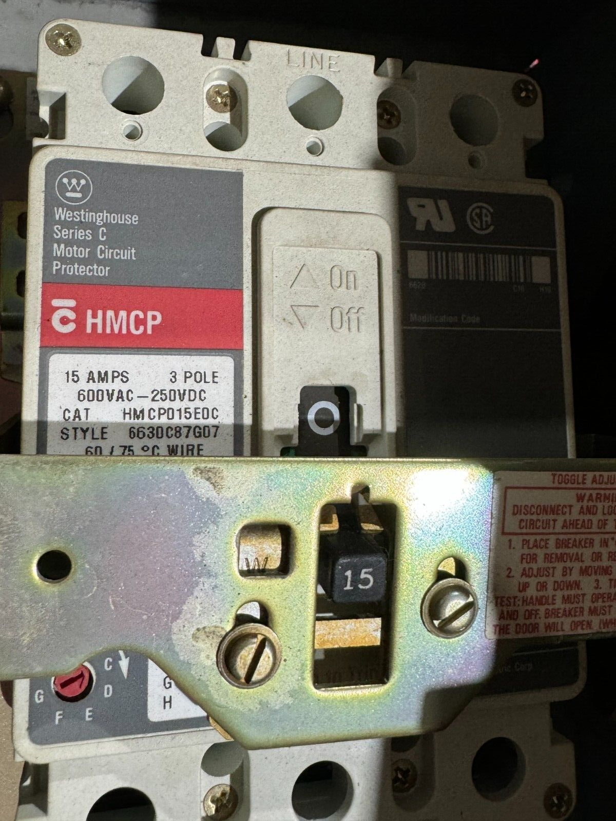 USED ALLEN-BRADLEY SIZE 1 COMBINATION STARTER WITH 15AMP BREAKER 513-BAB-6P-40