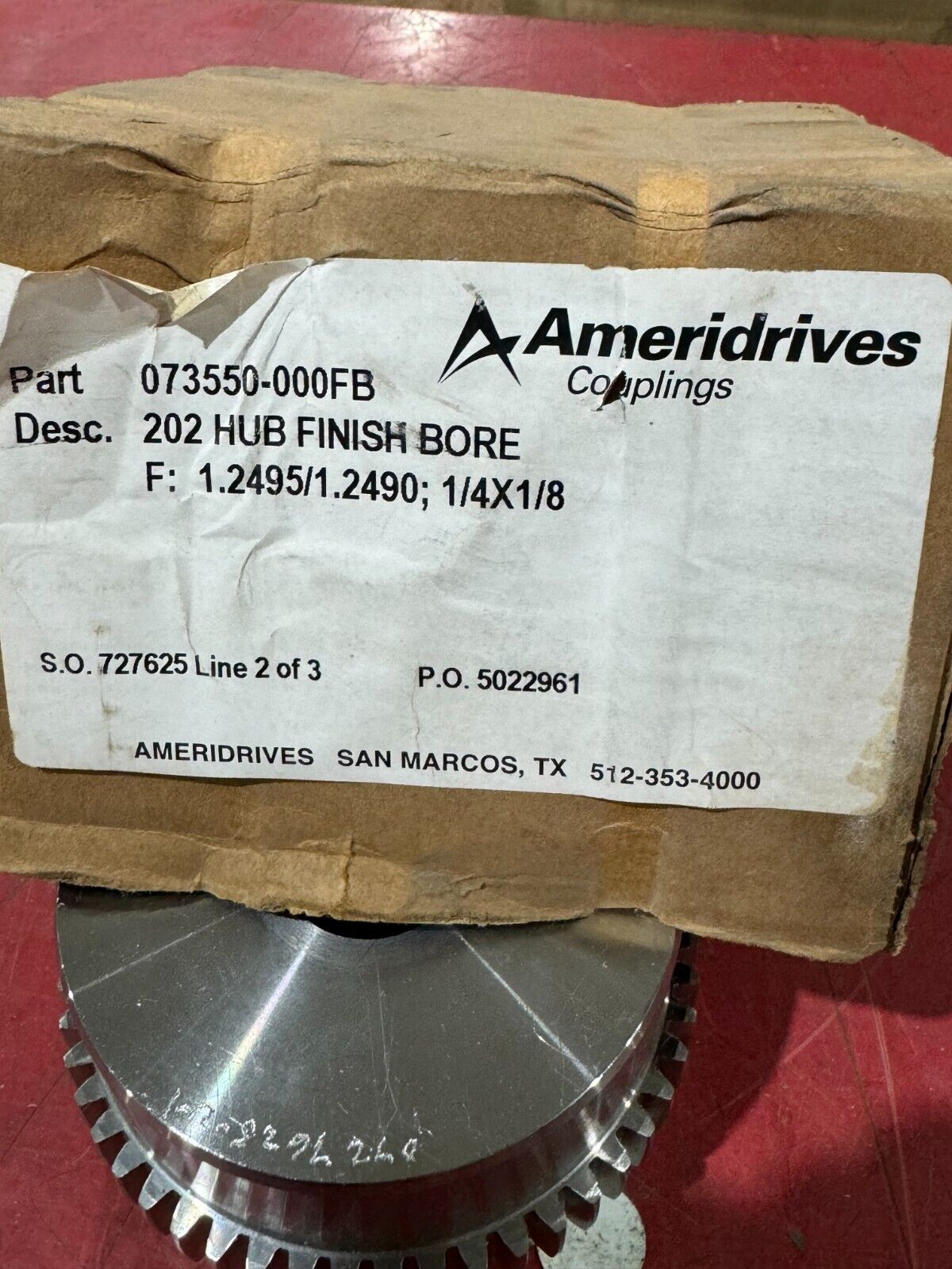 NEW AMERIDRIVES 202 HUB FINISH BORE 1.2595/1.2490; 1/4X1/8 HUB 073550-000FB