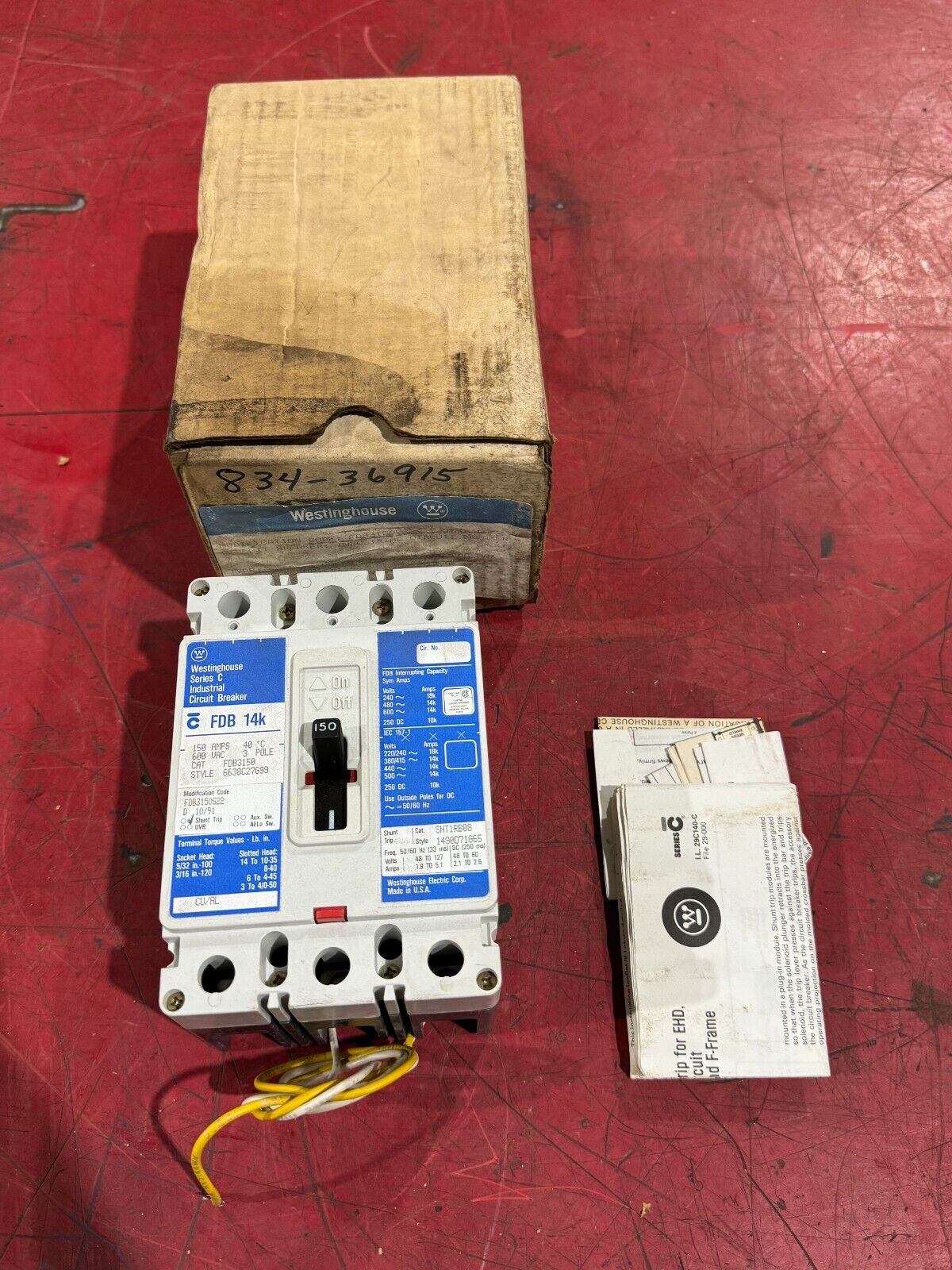 NEW CUTLER-HAMMER 3 POLE 150AMP CIRCUIT BREAKER WITH SHUNT TRIP FDB3150S22