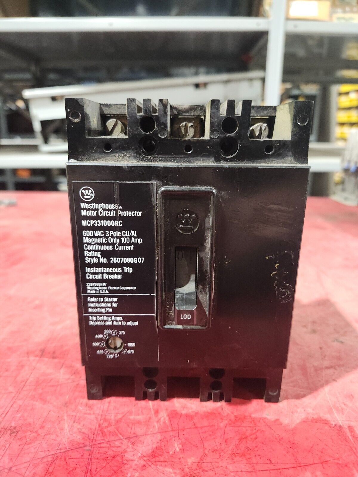 USED Westinghouse Circuit Breaker 100A 600VAC 3-Pole MCP331000RC