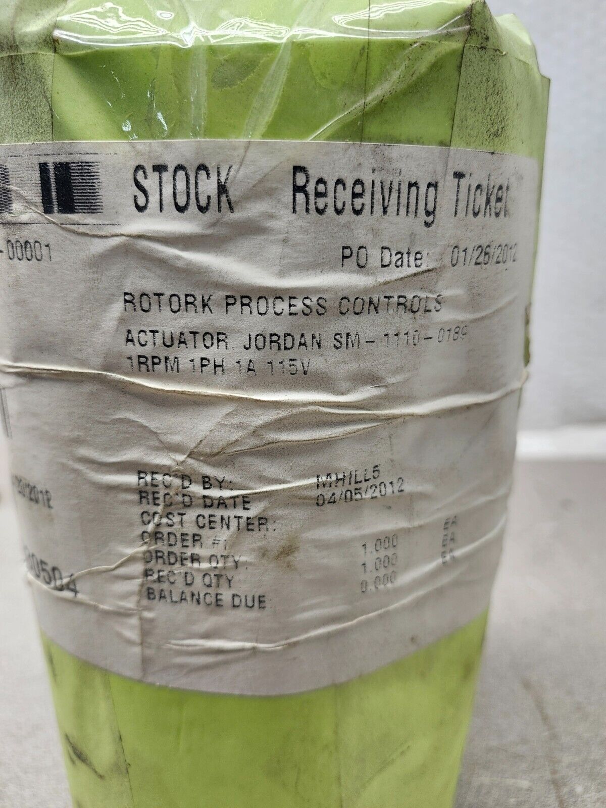 NEW NO BOX Jordan Controls Rotork Rotary Actuator 1RPM 1PH 115V  SM-1110-0189