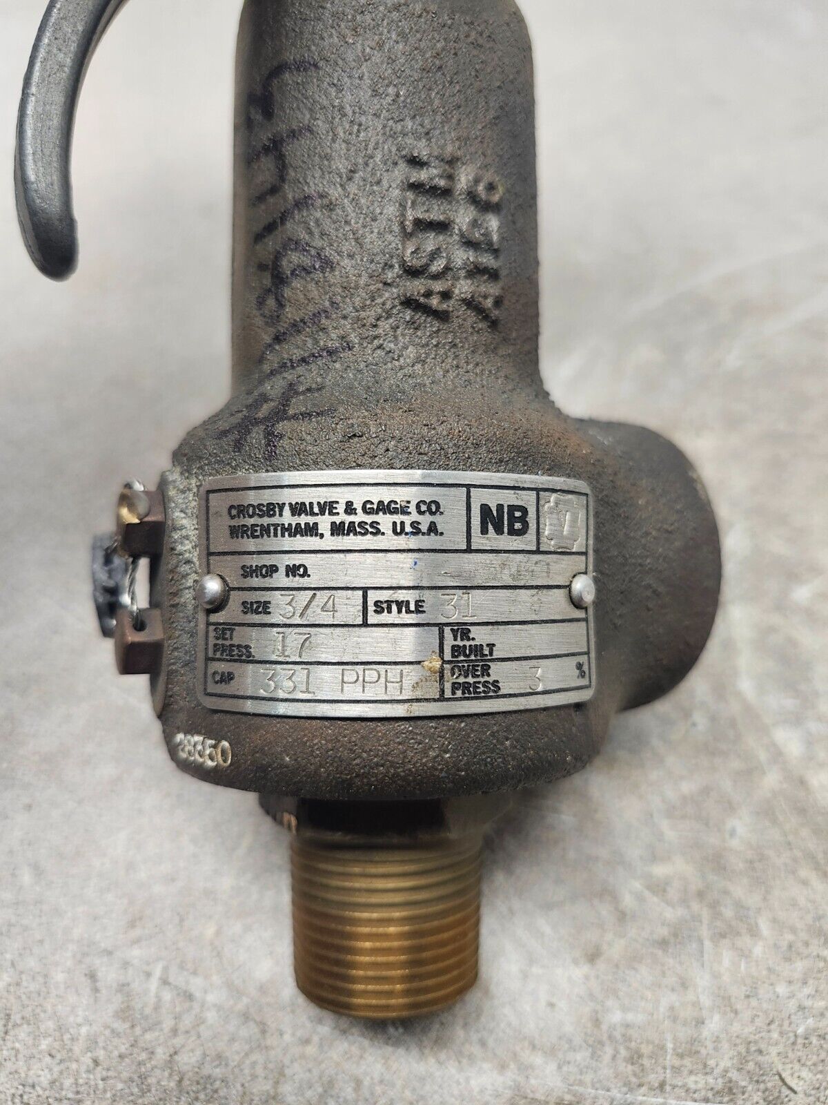 USED CROSBY Relief Valve 3/4'' 331 PPH