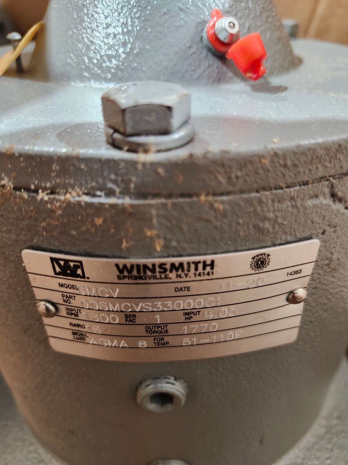 NEW WINSMITH 6MCV GEAR REDUCER 15:1 RATIO 006MCVS33000C1