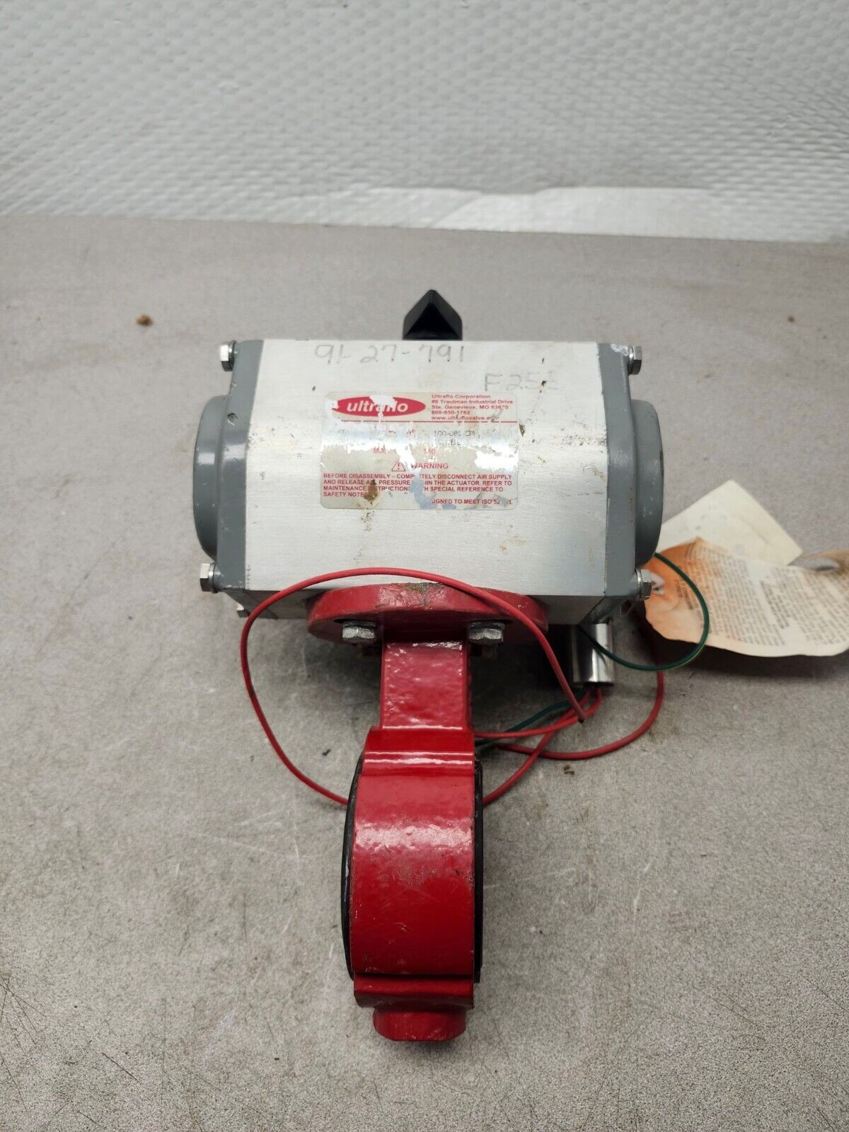 USED ULTRAFLO Double Acting Actuator 100-080-DA WITH Bray 3" Butterfly Valve