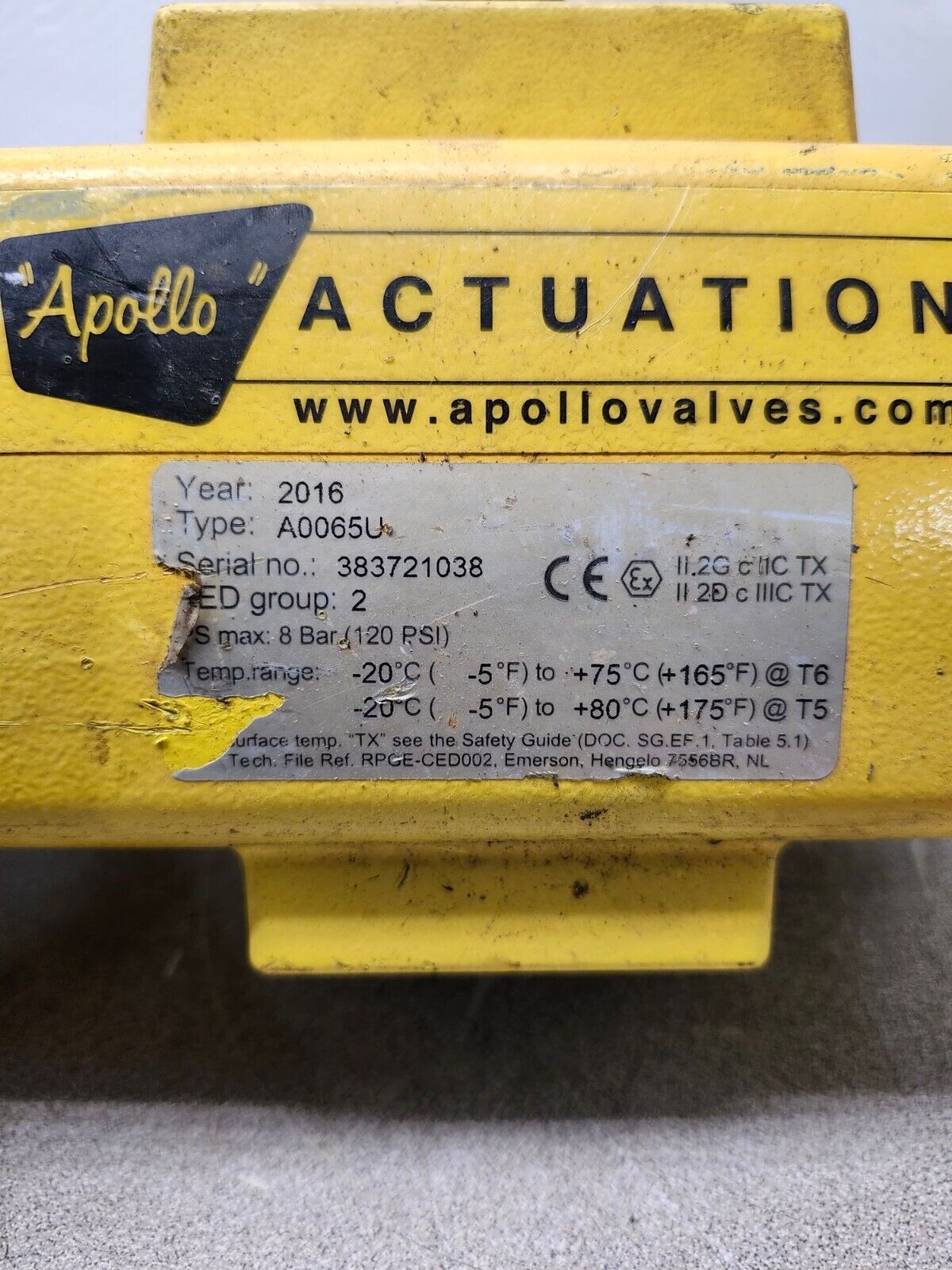 USED APOLLO VALVES ACTUATOR A0065U 383721038