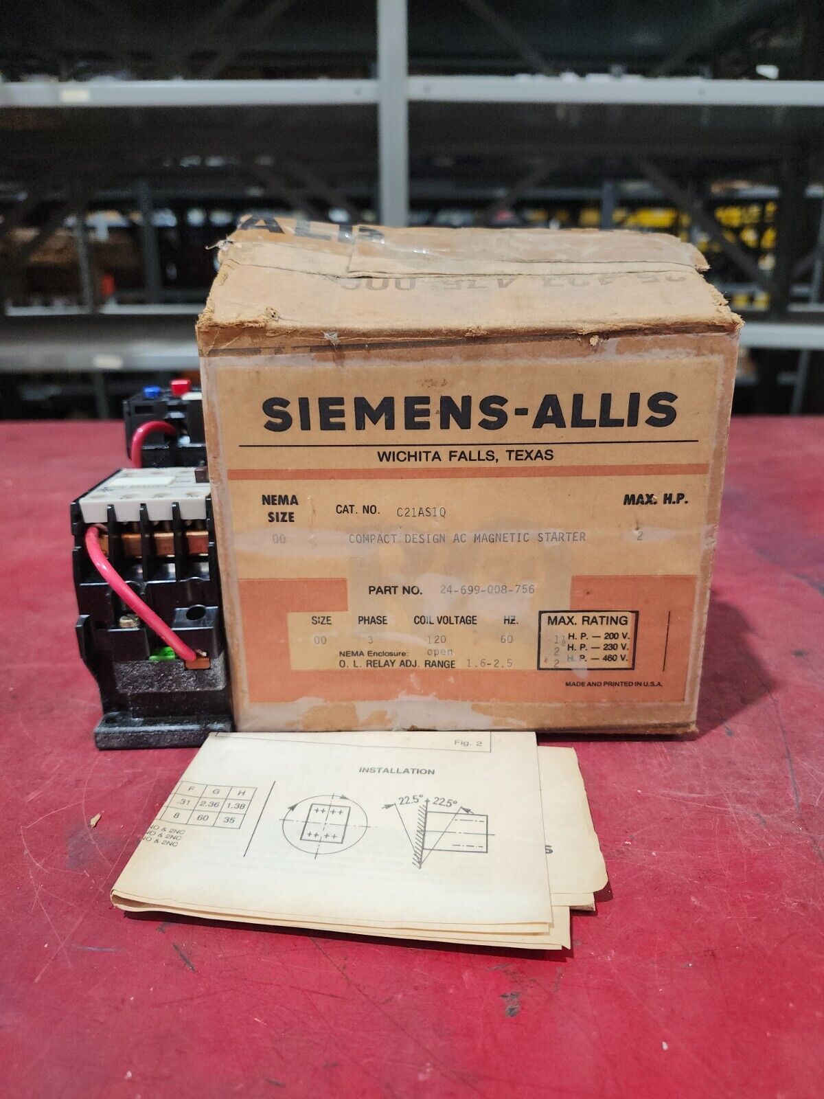 NEW IN BOX SIEMENS COMPACT AC MAGNETIC STARTER 24-699-008-756 C21AS1Q