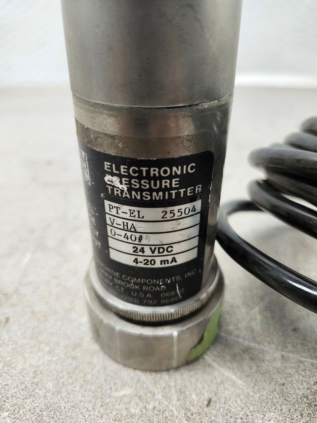 USED PMC ELECTRONIC PRESSURE TRANSMITTER PT-EL 25504 V-HA 0-40#