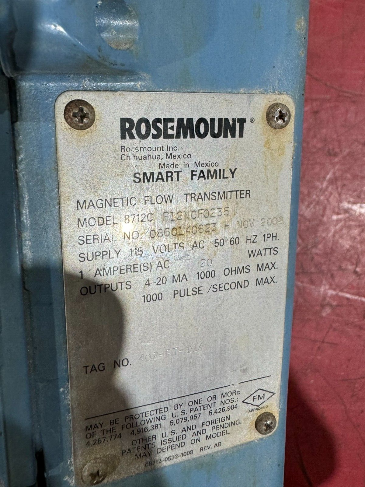 USED ROSEMOUNT MAGNETIC FLOW TRANSMITTER 8712C F12N0F0235