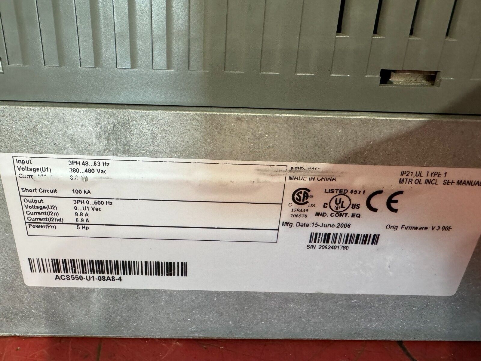 USED ABB 5HP DRIVE ACS550-U1-08A8-4