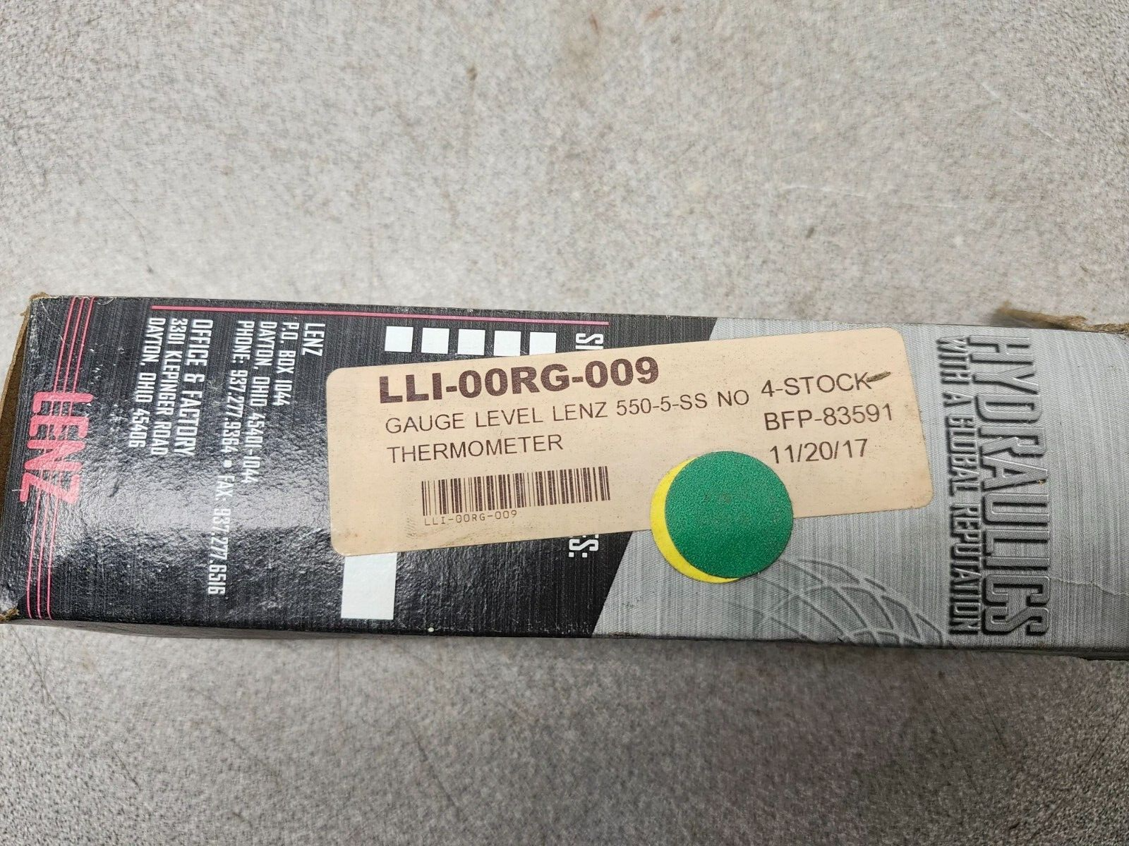 NEW IN BOX LENZ GAUGE LEVEL THERMOMETER LLI-00RG-009