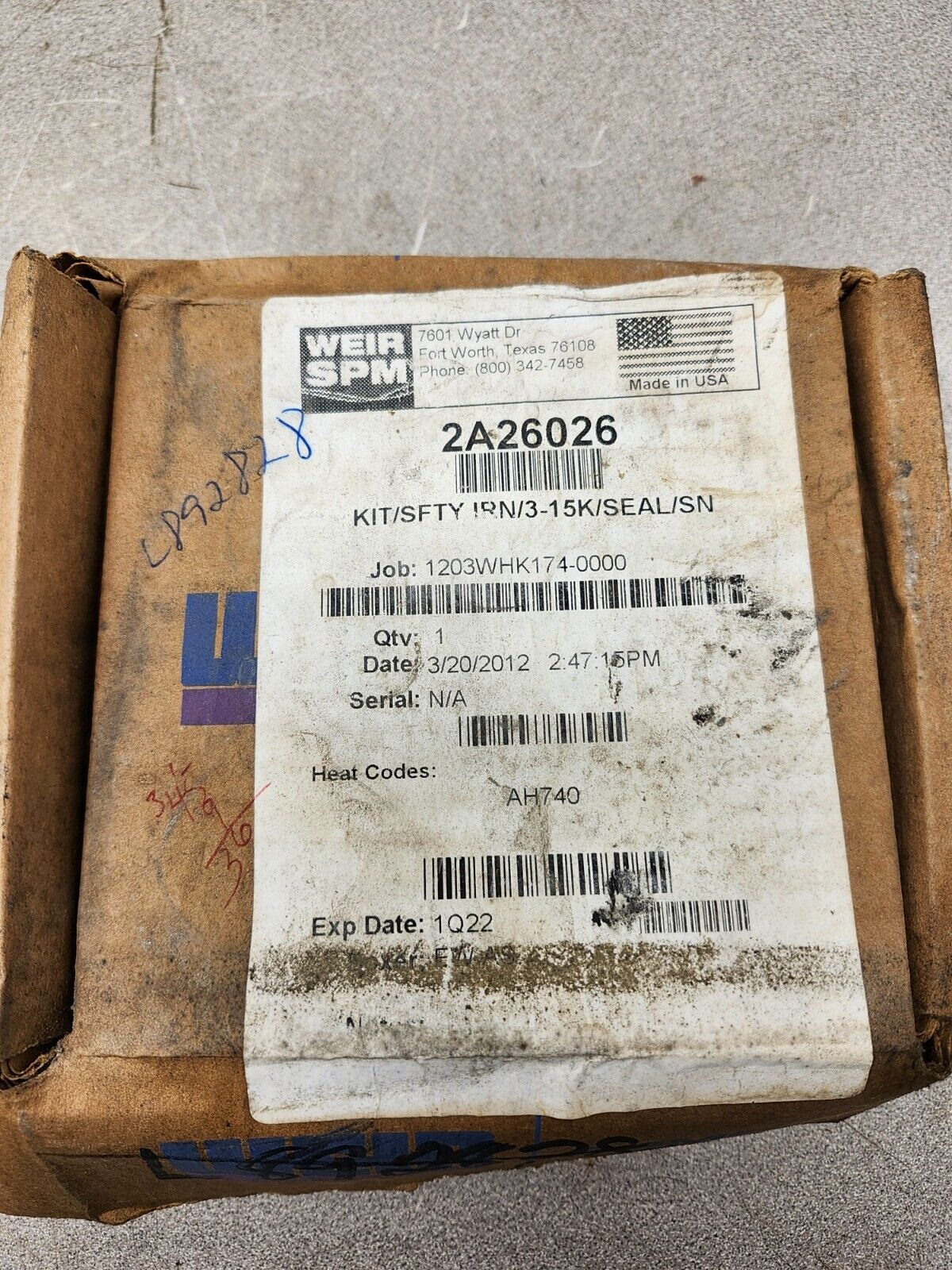 NEW IN BOX WEIR SPM CLAMP SAFETY SEAL ASSEMBLY 2A26026