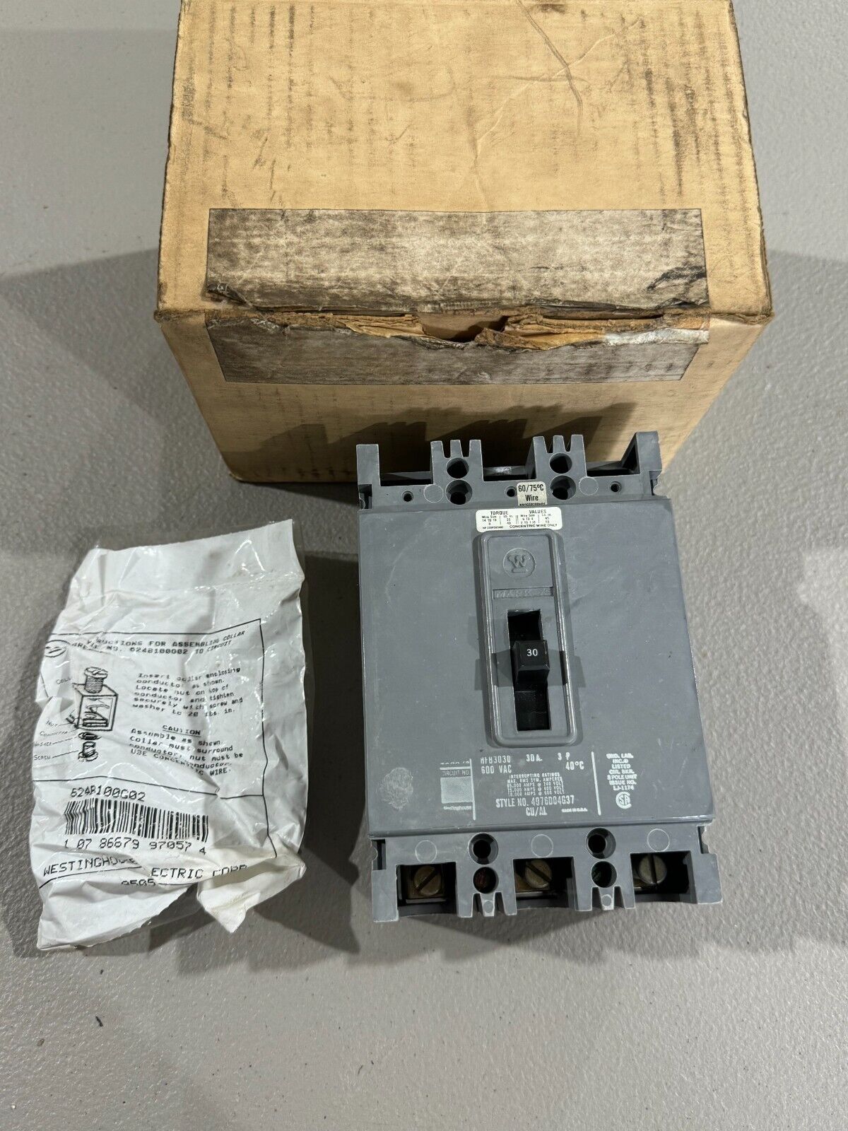 NEW IN BOX WESTINGHOUSE 3 POLE 30AMP HFB CIRCUIT BREAKER HFB3030