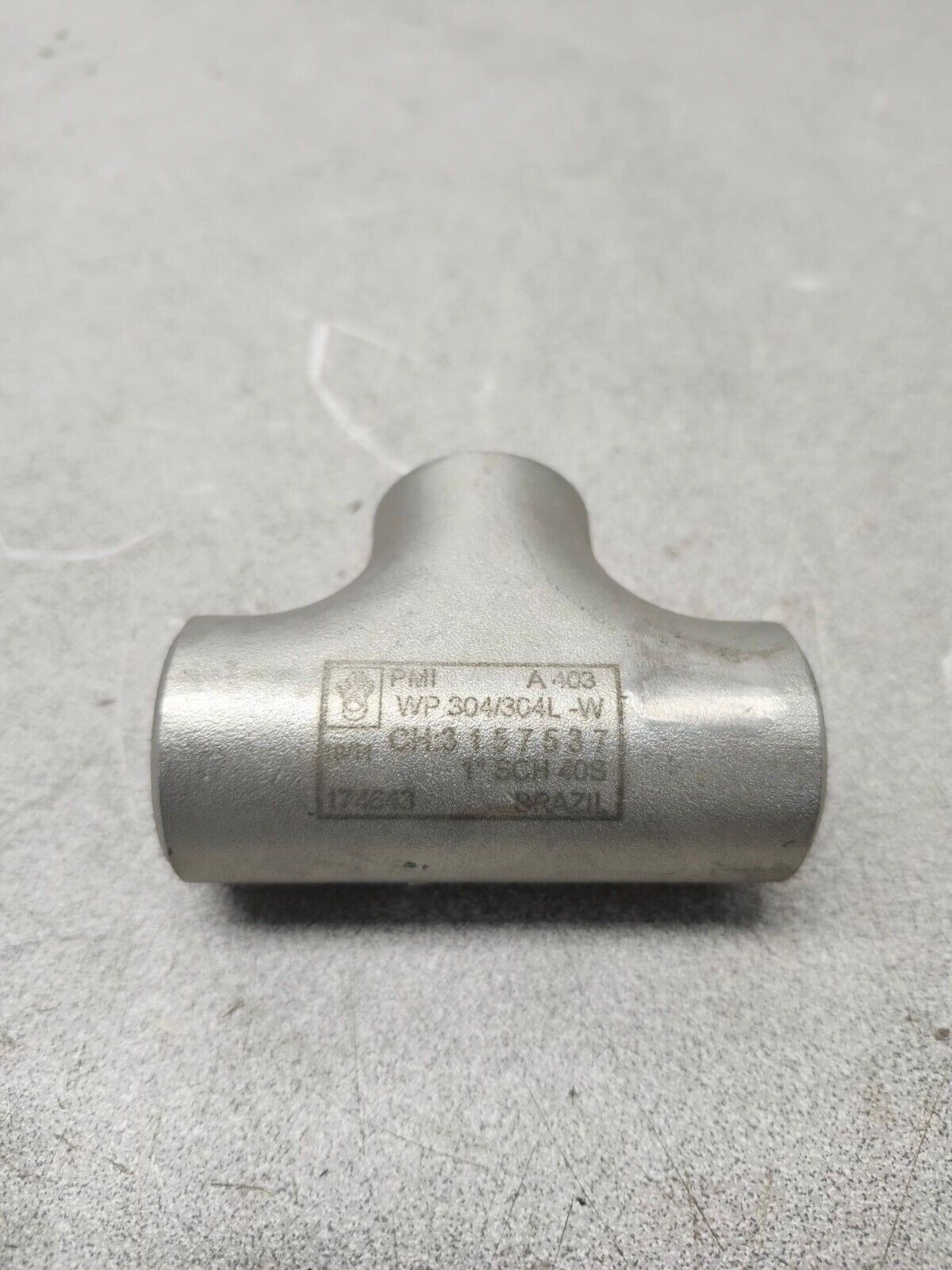NEW PMI Tee Stainless Steel, 1'' Fitting Pipe, 3 in Overall Lg SCH40S 403S WP304