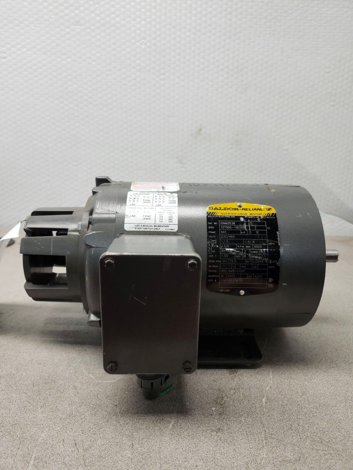 USED BALDOR INVERTER DRIVE MOTOR IDNM3538