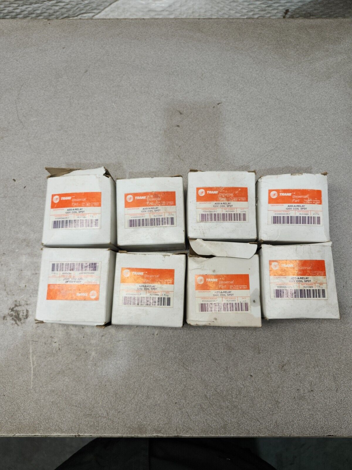 NEW IN BOX LOT OF 8 TRANE ADD-A-RELAY 120V COIL SPDT RLY-0989