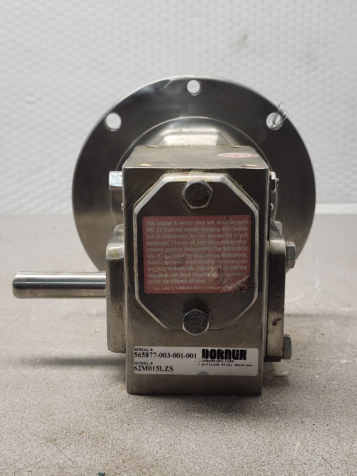 NEW NO BOX GROVE GEAR Stainless steel MOTOR RATIO 15:1, .642HP (SP) (SS)B213