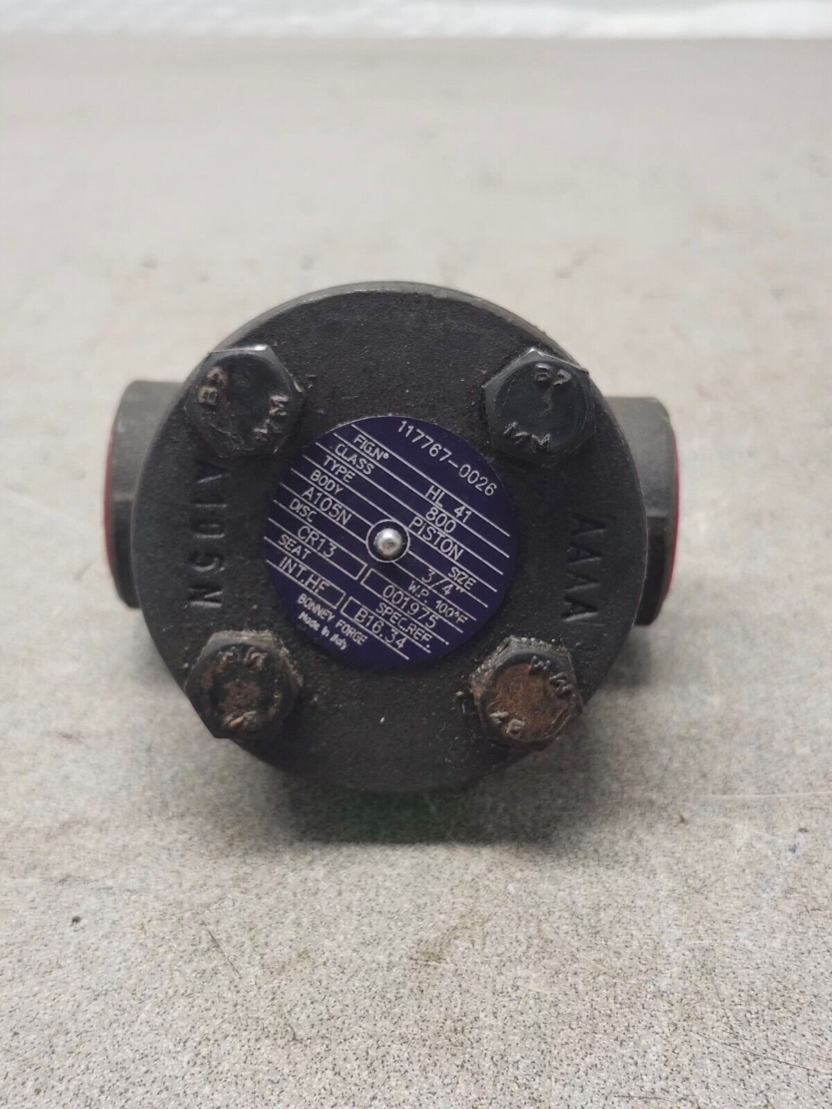 NEW NO BOX BONNEY FORGE VALVE 3/4"-800 A105N AAAE 117767-0026