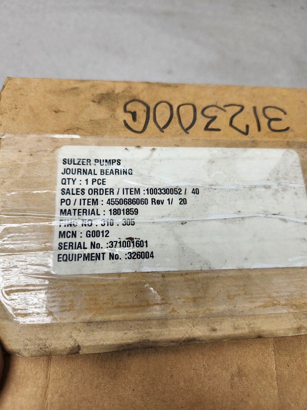 NEW IN BOX SULZER PUMPS JOURNAL BEARING 1801859 BWG66536-6