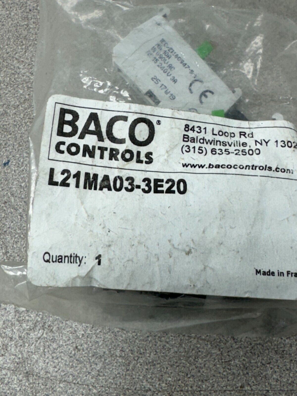 NEW IN PACKAGE BACO CONTROLS SELECTOR SWITCH L21MA03-3E20
