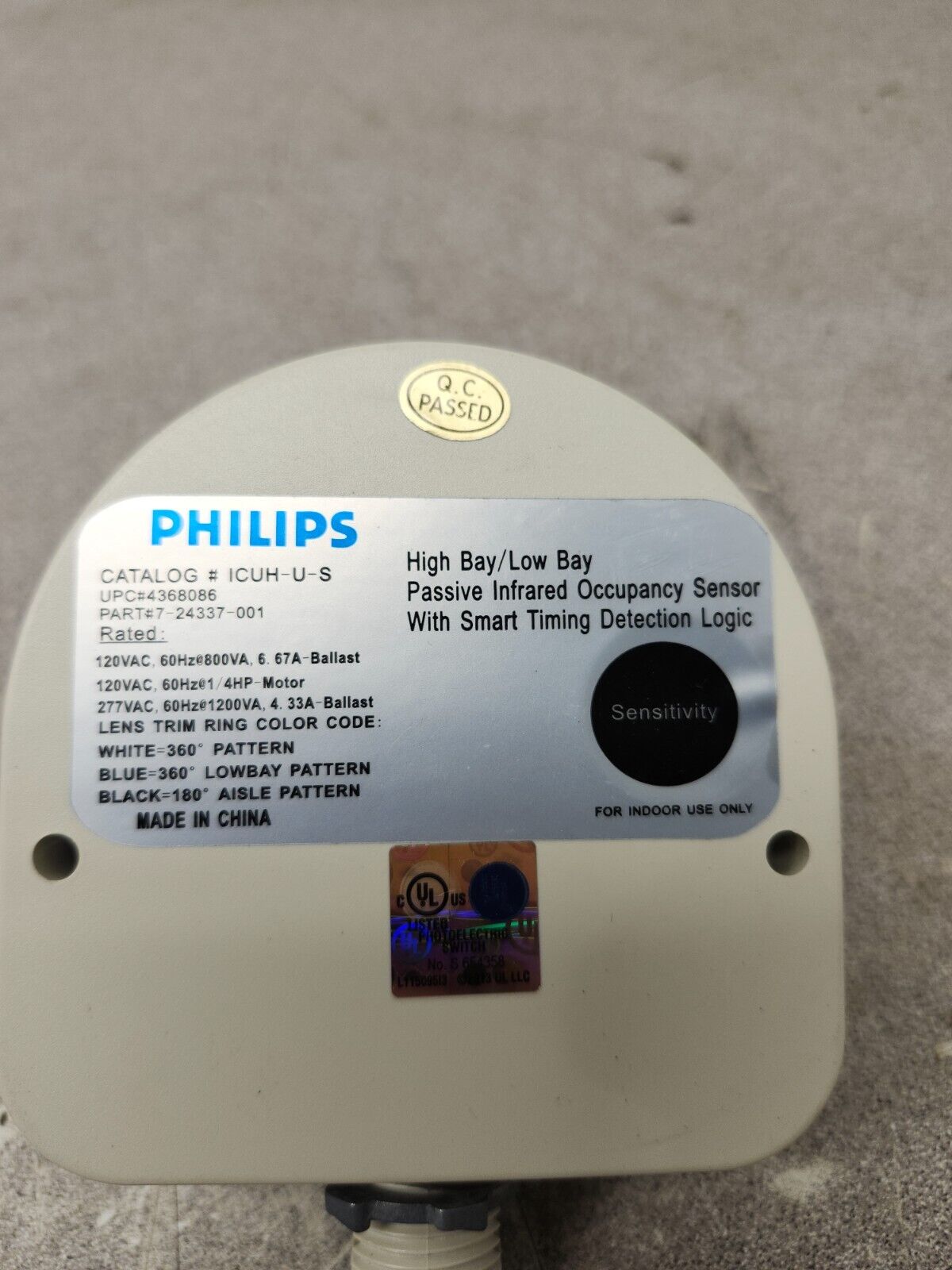 NEW IN BAG PHILIPS ICUH-U-S HIGH/LOW BAY PASSIVE INFRARED SENSOR 7-24337-001